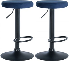 2x Barová stolička Ponte - zamat, čierny rám - Modrá