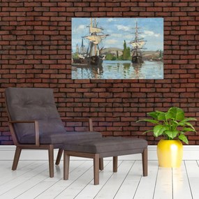 Obraz - Claude Monet, Ships Riding on the Seine at Rouen, reprodukcia (90x60 cm)