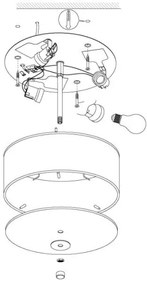 Eglo 94921 - Stropné svietidlo PASTERI 3xE27/25W/230V