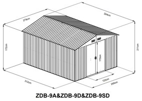 Záhradný domček BestBerg ZDB-9D / 9 m² / 279 x 324 x 211 cm / červené drevo / hnedá