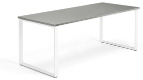 Kancelársky stôl QBUS, O-rám, 1800x800 mm, biela, svetlošedá