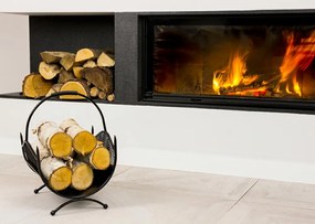 Kovový kôš na drevo Criss, 40x52 cm, čierna