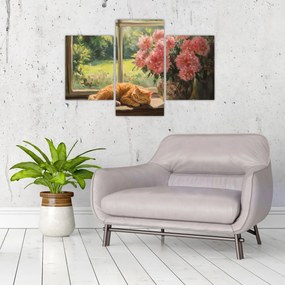 Obraz - Mačka na okne (90x60 cm)