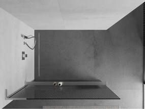 Mexen Kioto+ L, sprchová zástena Walk-In s poličkou a vešiakom 120 x 200 cm, 8mm sklo s rebrovým vzorom, chrómový profil, 800-120-123-01-09