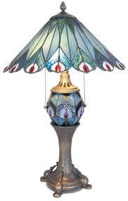 Tiffany lampa stolná PEACOCK Ø40*65