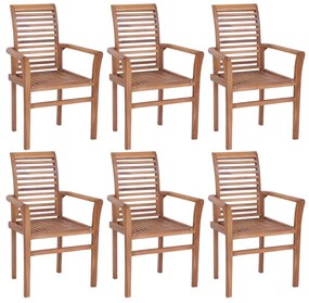 Stohovateľné jedálenské stoličky 6 ks tíkový masív