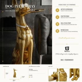 Dekoratívna socha Dog Pit s podnosom 91 cm zlatá