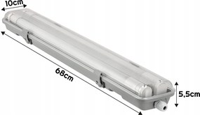 Hermetické LED svietidlo 2x60cm G13 - IP65 + žiarivky