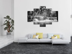 Obraz - Čiernobiely vodopád (150x105 cm)