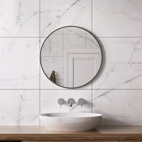 Erga Round, okrúhle zrkadlo 60cm, čierny rám, ERG-V01-ROUND-6060-BK