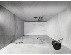 Mexen Lunar, ľavé otočné sprchové dvere 155 cm, číre sklo, chrómový profil, 834S-155-050-01-00-L