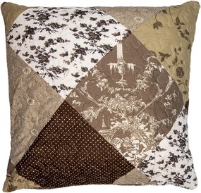 Hnedá obliečka na vankúš s kvetmi Patchwork - 40*40 cm