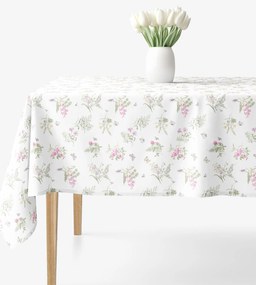 Goldea hranatý obrus 100% bavlnené plátno - farebné lúčne kvety na bielom 140 x 220 cm