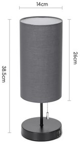 Aigostar - Stolná lampa s USB portom 1xE27/40W/230V čierna