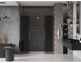 Mexen Velar Duo, posuvné sprchové dvere do otvoru 180 cm, 8mm šedé sklo, ružové zlato, 871-180-000-42-60