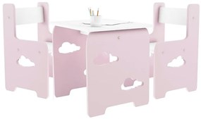 WoodStar Dizajnový detský stolík a stolička obláčik 3v1 Farba: ružová
