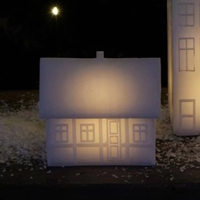 SIRIUS LED Copenhagen polodrevený domček, biely, 9x6x8 cm