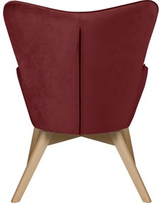 Červené zamatové kreslo s podnožkou Niko – Ropez