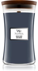 Woodwick Indigo Suede vonná sviečka s dreveným knotom 610 g