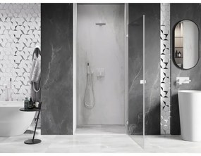 Mexen, Mexen Lunar-B výklopné pravé sprchové dvere 65 cm, transparentné, biele - 832-065-000-20-00-P