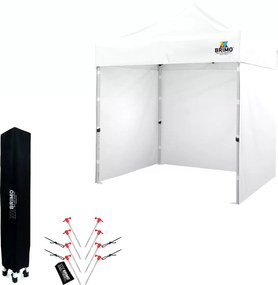 BRIMO Nožnicový párty stan SUPER oceľ 2x2 m s 3 stenami biely