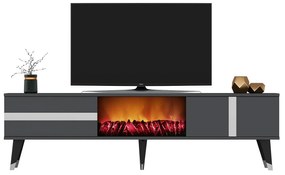 TV stolík/skrinka s krbom Vekika 3 (antracit + strieborná) . Vlastná spoľahlivá doprava až k Vám domov. 1095528