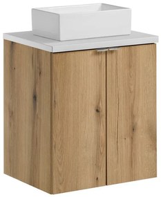 Závesná skrinka Nova Oak Gaja II s doskou a umývadlom 50 cm dub pobrežie evokuje/biela
