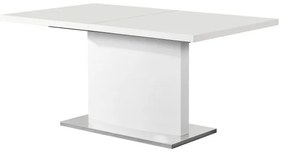 Kondela Rozkladací jedálenský stôl, KORINTOS, biela vysoký lesk HG