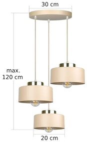 Luster na lanku IGNIA 3xE27/60W/230V béžová/zlatá