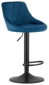 Modrá barová stolička KAST VELVET s čiernou nohou
