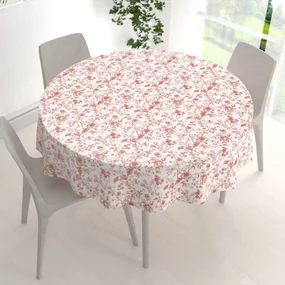 Biante Bavlnený okrúhly obrus Sandra SA-640 Lososové kvety na bielom Ø 80 cm