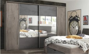 Sconto Šatníková skriňa s kombinovanými dverami MERWIN dekor dub/antracitová
