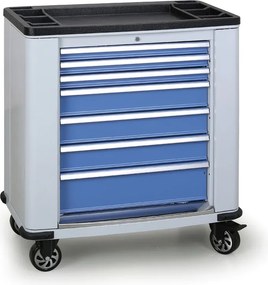 Pojazdný dielenský vozík na náradie G2, 7 zásuviek, 1030 x 900 x 530 mm, modrá