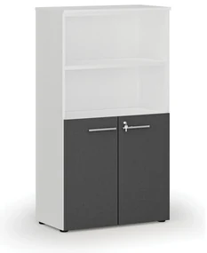 Kombinovaná kancelárska skriňa PRIMO WHITE, dvere na 2 poschodia, 800 x 420 x 1434 mm, biela/grafit