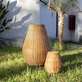 Stmievateľná ratanová stojaca lampa IP65 s diaľkovým ovládaním - Saona