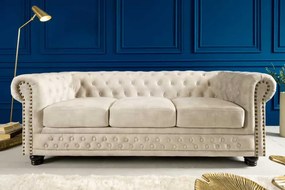 Dizajnová trojsedačka Chesterfield 200 cm šampanský zamat