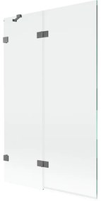 Mexen Lunar, 2-krídlová vaňová zástena ľavá 110 x 150 cm, číre sklo, grafitová, 897-110-100-95-00-L