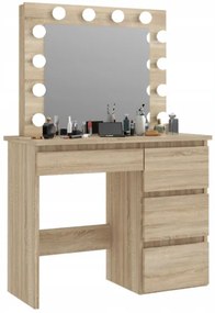 Bestent Toaletný stolík s LED zrkadlom Cleopatra Sonoma Brown