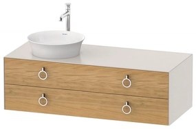 DURAVIT White Tulip závesná skrinka pod umývadlo na dosku vľavo, 2 zásuvky, 1300 x 550 x 408 mm, dub prírodný masív/nordická biela matná, WT4992LH539