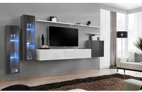 Obývacia stena Switch Sklo +LED XI Grafit/Biely