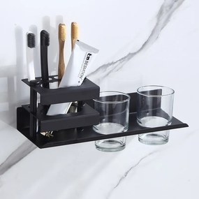 CERANO - Nástenný/Samolepiaci organizér na kúpeľňové doplnky Lero - čierna matná, CER-CER-479773