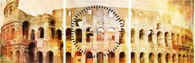 Obraz - Digitálna maľba, koloseum, Rím, Taliansko (s hodinami) (90x30 cm)