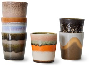 HK living Kameninový hrnček 70's Elements 180 ml – set 6 ks