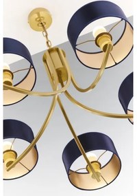 Jupiter 2094 - Závesný luster na reťazi ARTHUR 5xE27/15W/230V modrá/zlatá