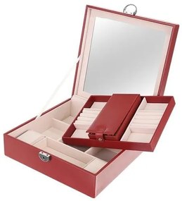 Beautylushh Luxusné šperkovnice so zrkadlom, bordo, 8891
