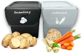 VILDE Sada 2ks úložných boxov VEGBOX na zemiaky a zeleninu s vetraním, VEGBOX čierny+sivý (14l )