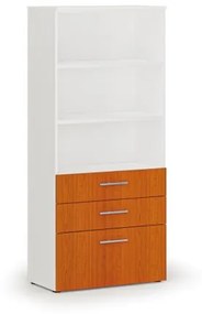 Kancelárska skriňa s kombinovanými zásuvkami PRIMO WHITE, 1781 x 800 x 420 mm, biela/čerešňa