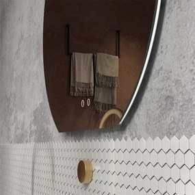 Mereo Mereo, zrkadlo okrúhle s rovnou hranou 800x740 mm, ambientné LED osvetlenie a odhmlievanie, MER-CN185