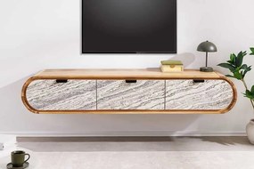 Dizajnový závesný TV stolík Callison 160 cm akácia / vzor kameň