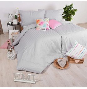 Sivé luxusné damaškové obliečky EMI, Predĺžený set jednolôžko obsahuje 1x 140x220 + 1x 70x90